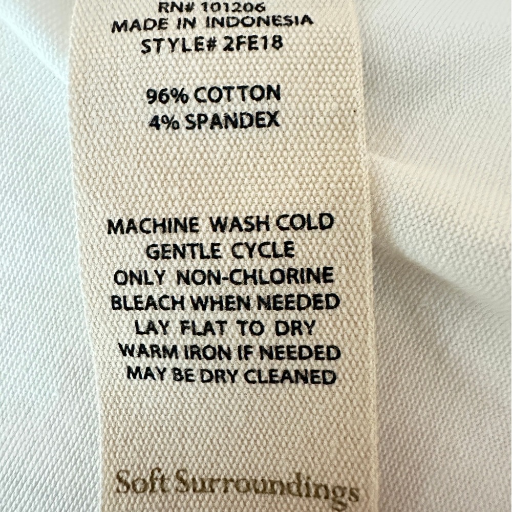 Soft Surroundings 2FE18 V-Neck T-Shirt Women Small Creamy White High-Low Hem - Picture 6 of 10